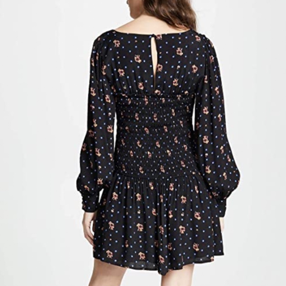 NWT Free People Black combo floral print two Faces Mini Dress - Picture 3 of 9
